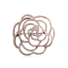 EMEGCY Camellia Brooch for Women Camellia Rhinestone Brooch Rose Gold Camellia Lapel Pin Jewelry Gift for Mom Wife