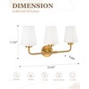 Audickic Brushed Gold Bathroom Light Fixtures with White Fabric Shades