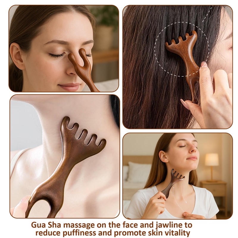 hinbkenla Scalp Massager Comb 2PCS Wooden