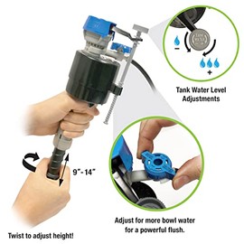 Fluidmaster K-400H-039 Válvula de llenado de inodoro de alto rendimiento con kit de solapa de inodoro ajustable de 2 pulgadas