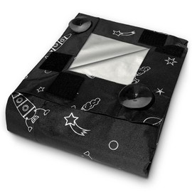 Aycorn Temporary Blackout Blinds & Curtains For Bedroom, Living Room, Nursery and Travel – Adjustable 130 x 200 – No Drill Black Out Blinds – Stick On Suction Cups & Velcro Fasteners - Space Pattern