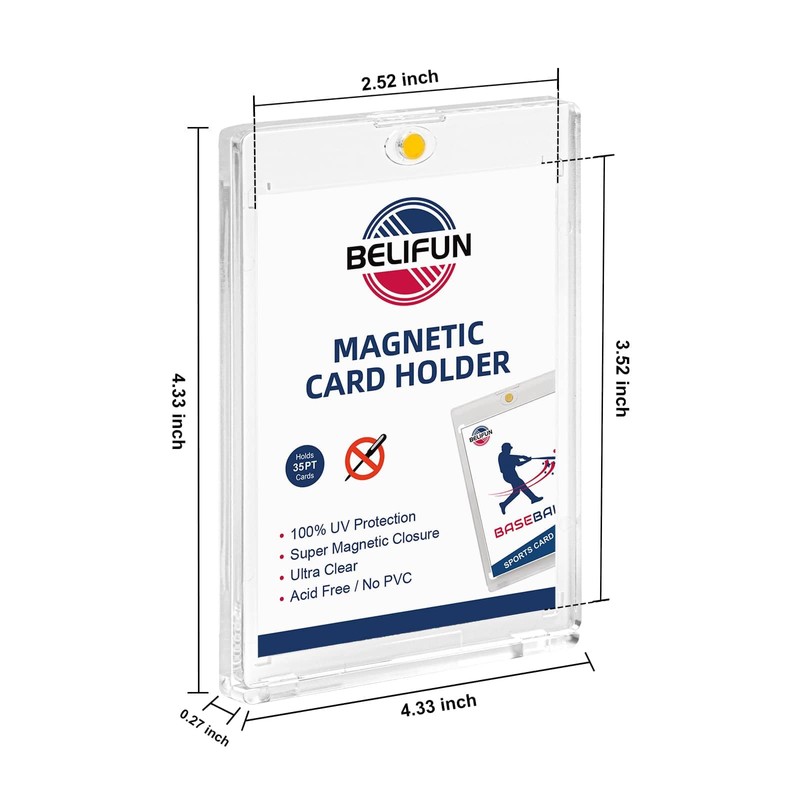 20-Pack One Touch Magnetic Card-Holders - 35PT Trading Card Holders,