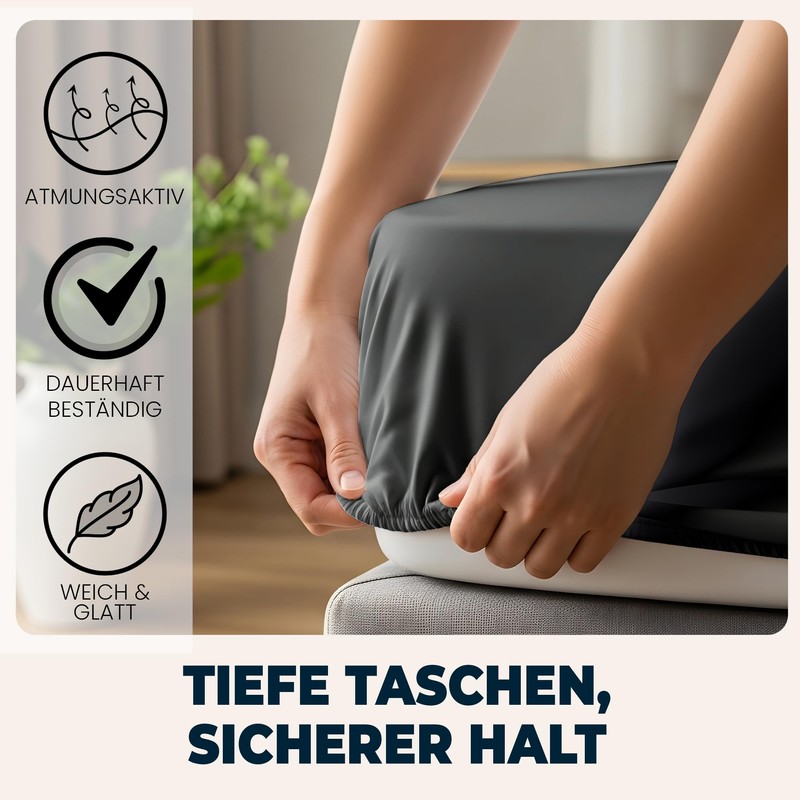 Flowen Fitted Sheet 180 x 200 cm Microfibre Fitted Sheet