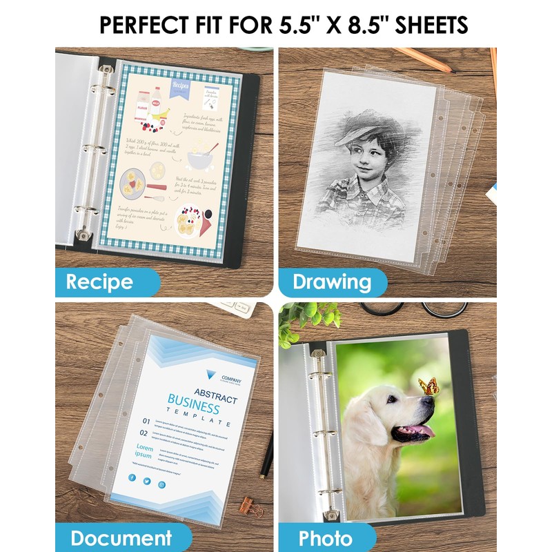 KTRIO Heavyweight Sheet Protectors 5.5 x 8.5 inch, Clear Page