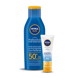 Kit Nivea Sun Protector Solar Hidratante Fps 50 Protect  Moisture, 200ml  Nivea Sun Protector Solar Facial Control De Brillo Fps 50, 50ml             