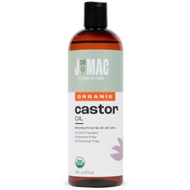 Organic Castor Oil, Cold Pressed (16 oz plastic bottle) BPA Free Castor hexane free, castor oil for face, skin, cold pressed castor oil for eyelashes, cold pressed organic castor oil