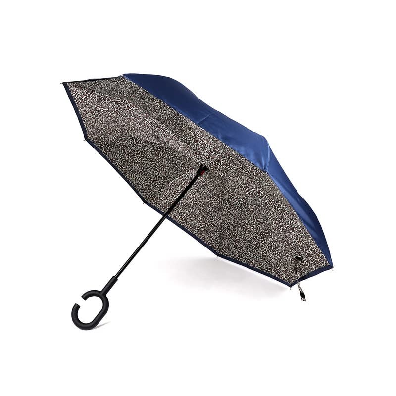 Parquet 2-Pack Double Layer Inverted Umbrellas - Leopard Navy and