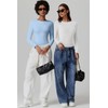 QINSEN Long Sleeve Body Suit for Women Round Neck Fall