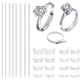 25 Piece Ring Size Adjuster Set, 8 Spring Ropes and 1 Ring Measuring Tape, 16 Piece Ring Reducer Invisible Ring Reducer Ring Size Adjuster Ring Size, Synthesis