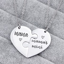 Matching Mom Daughter Necklace Gifts for Mother Moms Day Gift from Daughter Birthday Gifts from Mom Mother's Day Presents for Mama Mama's Mini Puzzle Necklaces for Mom and Daughter
