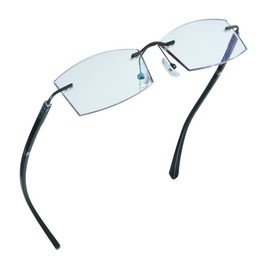 LifeArt Blue Light Blocking Glasses, Computer Reading Glasses, Anti Blue Rays, Reduce Eyestrain, Rimless Frame Tinted Lens with Diamond, Stylish for Men and Women (+1.50 Magnification)