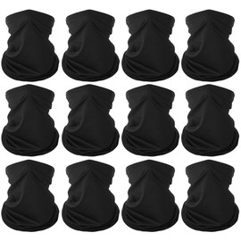 6 Pieces Summer Face Cover Scarf Mens Neck Gaiter For Men Women UV Protection Face Breathable Sun Protection Cycling Running (Black(12-pack))