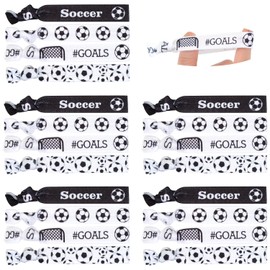 20 Pieces Soccer Hair Ties Elastic Ribbon No Crease Ponytail Holders Football Elastic Hair Ties Soccer Hair Accessories for Girls Women Soccer Party Team Members