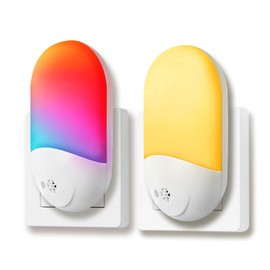 Opard Children's Night Light Socket - RGB LED Night Light with Improved Twilight Sensor, Dimmable & with Colour Memory, Energy Saving 0.7 W, for Children's Room, Bedroom and Hallway [Pack of 2]