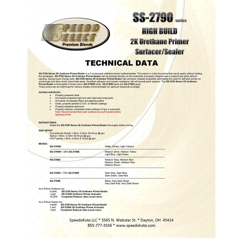 Speedokote SS-2790G/SS-2790A Super Fill High Build Primer Gray gallon kit.