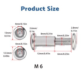 SHUNCHG 10pcs Furniture Connecting Screws M6x12mm Cabinet Connector Bolts,Hex Drive Socket Cap Bolts Barrel Nuts Sleeves Cupboard Joining Fixing Bolt for Frames Wood Boards