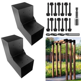 DEVALLEY 2-Way Pergola Brackets Kit, DIY L-Shaped Woodwork Brackets for 6" x 6" (Actual:5.5"x5.5") Lumber for Patio Pergolas, Gazebos, Log Cabin W/Hardware - 2 Pack