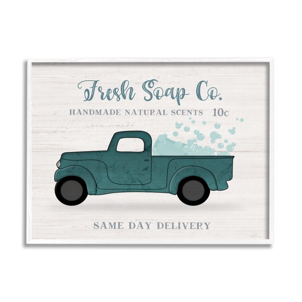 Stupell Industries Fresh Soap Co. Vintage Green Truck Bath Bubbles,