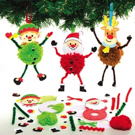 Baker Ross AX486 Christmas Decoration Pompom Kit, Creative Christmas Art and Craft Supplies for Kids to Craft and Decorate (Pack of 3)