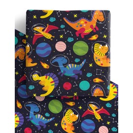 Space Dinosaur Wrapping Paper Sheets - Recyclable Eco Friendly Space Dino Gift Wrap for Boys, Girls and Adults (Space Dinos)