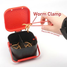 Mealworms Breeding Box Feeding Kit to Breed Live Worms for Small Reptile Spider Manti Insects (Red, 3.9" L X 3.9" W X 3" H)