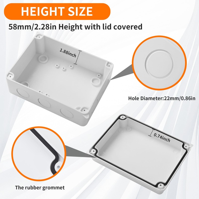 BUCOMTU Junction Box Outdoor Waterproof Junction Box Surface-Mounted IP65, 150
