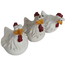 coolboy Chicken Fence Decoration Funny Farm Sculpture Chicken Decorations for Home Garden Stairs,Farm,Patio,Backyard,Resin Craft Chicken Wiht Garden Figurine Statue,3 Chickens a Set