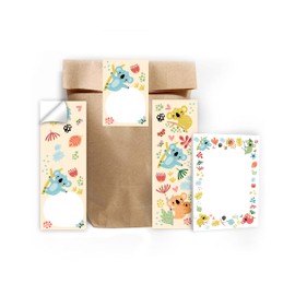 6 Bookmarks + 6 Mini Notepads + 6 Gift Bags (Natural) + 6 Stickers Koala Party Bags Guest Gift for Children's Birthday Girls Boys