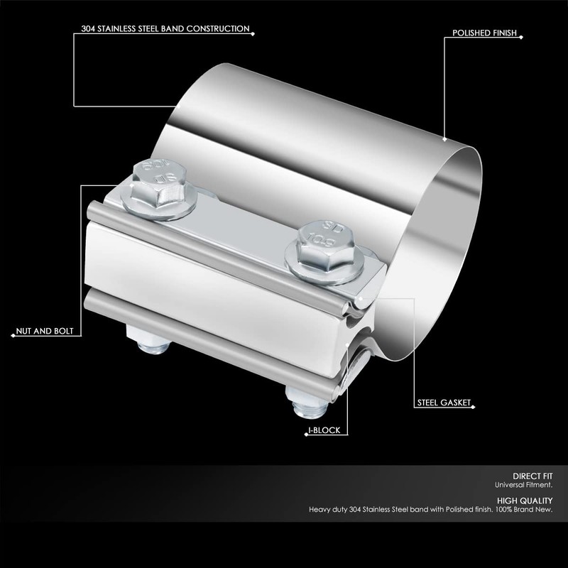 DNA Motoring EXA-CL-009 Abrazadera de Banda 3 Pulgadas Acero Inoxidable