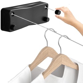 Retractable Clothesline, 17 Feets 304 Stainless Steel Double Clothes Line Dryer Heavy Duty Wall Mounted Retractable Laundry Line for Indoor and Outdoor