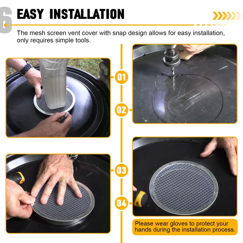 Rain Barrel Screen Filter 6 inch, Rain Barrel Cover Vent