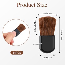 OWMOSYX 34 PCS Disposable Mini Makeup Brushes, Small Makeup Brush Travel Cosmetic Brush for Blush Brush Loose Powder Makeup for Mixing Liquid, Cream