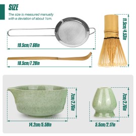 Spesh Matcha Whisk & Bowl Set 5 PCS Matcha Tea Kit Includes Ceramic Bowl Whisk Holder Chasen and Chawan Set Teaware Gift for Matcha Lovers and Tea Ceremony Fans(Matcha-Green)