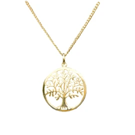 ANTOMUS® 18ct YELLOW GOLD VERMEIL SILVER TREE OF LIFE YGGDRASIL ADJUSTABLE NECKLACE Diamond Cut Curb 50(1.75mm Gauge) "THREE CHAINS IN ONE" 16"-18"-20"