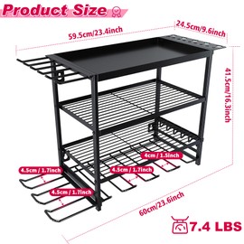 CATCHLUCK Power Tool Organizer Wall Mount, Heavy Duty Metal Tool Storage Rack, Metal Drill Holder with 4 Layers and 12 Hooks