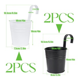 BOFUNX Set of 5 Hanging Flower Pots Metal Vintage Style Balcony Hanging Pots Flower Pots for Hanging with Hooks for Decoration Balcony Outdoor Indoor Wall Garden Wall (Diameter 10/8 cm, Height 16.5