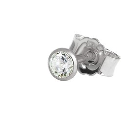 NKlaus Single Stud Earrings White Gold 585 14 Carat Gold Men's Earrings Cubic Zirconia White, White Gold, Zircon