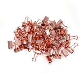 Pack of 80 Foldback Clips, Metal, Binder Clips, Small Folder, Gold Folding Clip, 19 mm, Paper Clip, Dovetail Clip for Document Storage in the Office and School (Rose Gold)