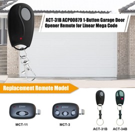ACT-31B ACP00879 1-Channel Garage Door Opener Remote Control for 318MHZ Linear Mega Code MCT-3 DNT00089 MCT-11 ACT-34B 1 Pack