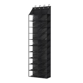 Curtainboro Over The Door Shoe Rack, 20 Large Pockets Over The Door Shoe Organizer 10 Tier Oxford Fabric Hanging Shoe Storage Organizer With 4 Metal Hook Over The Door Hanging Organizer