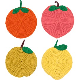 Danica Jubilee Coaster Set of 4 - Assorted Fruit Design, Square, Cotton - Spot Clean Only