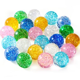 Ayfjovs 24PCS Glitter Bouncy Balls for Kids Party Favors, 32mm 6 Colors Rubber Bounce Balls Bulk, Easter Bag Filling, Easter Basket Stuffers