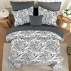 WONGS BEDDING Comforter Set Queen, 8 Pieces Black Gray Floral