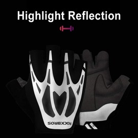 ROCKBROS Cycling Gloves Fingerless Gloves Breathable Non-Slip Shock Absorbing Cycling Gloves for Outdoor Activities Men Women S-XXL