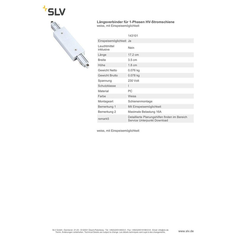 SLV L NGSVERBINDER F R 1-PHASEN HV-STROMSC