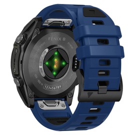 26mm QuickFit Silicone Watch Band for Garmin Fenix 8 51 mm/Fenix 7X Pro Solar/7X Pro/7X Solar/7X/6X Pro/6X, Replacement Sport Strap for Enduro 3/Descent Mk3i/Instinct 2X/Tactix 7/Quatix 7X, Blue/Black