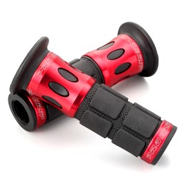 Daytona PROGRIP Motorcycle Grip for Handle Diameter φ0.87 inches (22.2 mm) (Moped), 4.53 inches (115 mm), Standard Rubber, End Through, 744 Type, Aluminum Ring, Red 98100