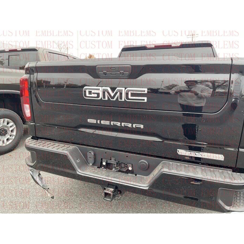 Auto Front Rear GMC Black White Emblem Overlay 2019-2022 Sierra