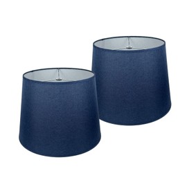 Vipmip Navy Blue Fabric Lampshade, No Assembly Required, 10" Top x 13" Bottom x 10" High, Lamp Shade for Table Lamp, Bedside Lamp, Floor Light, Metal Spider Fitter (Nickel)