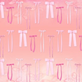 FCQWMTSD 50Pcs Pink Bows for Wall Decor - DIY Bow Photo Backdrop, Ribbon Bow Garland, Party Decorations for Birthday, Baby Shower, Bachelorette, Wedding,Room Bedroom Decor